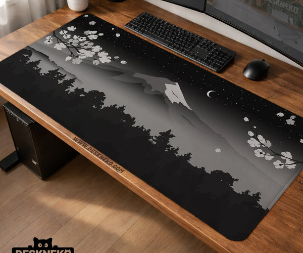 Black Mount Fuji Desk Mat - Deskneko