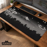 Black mount fuji desk mat
