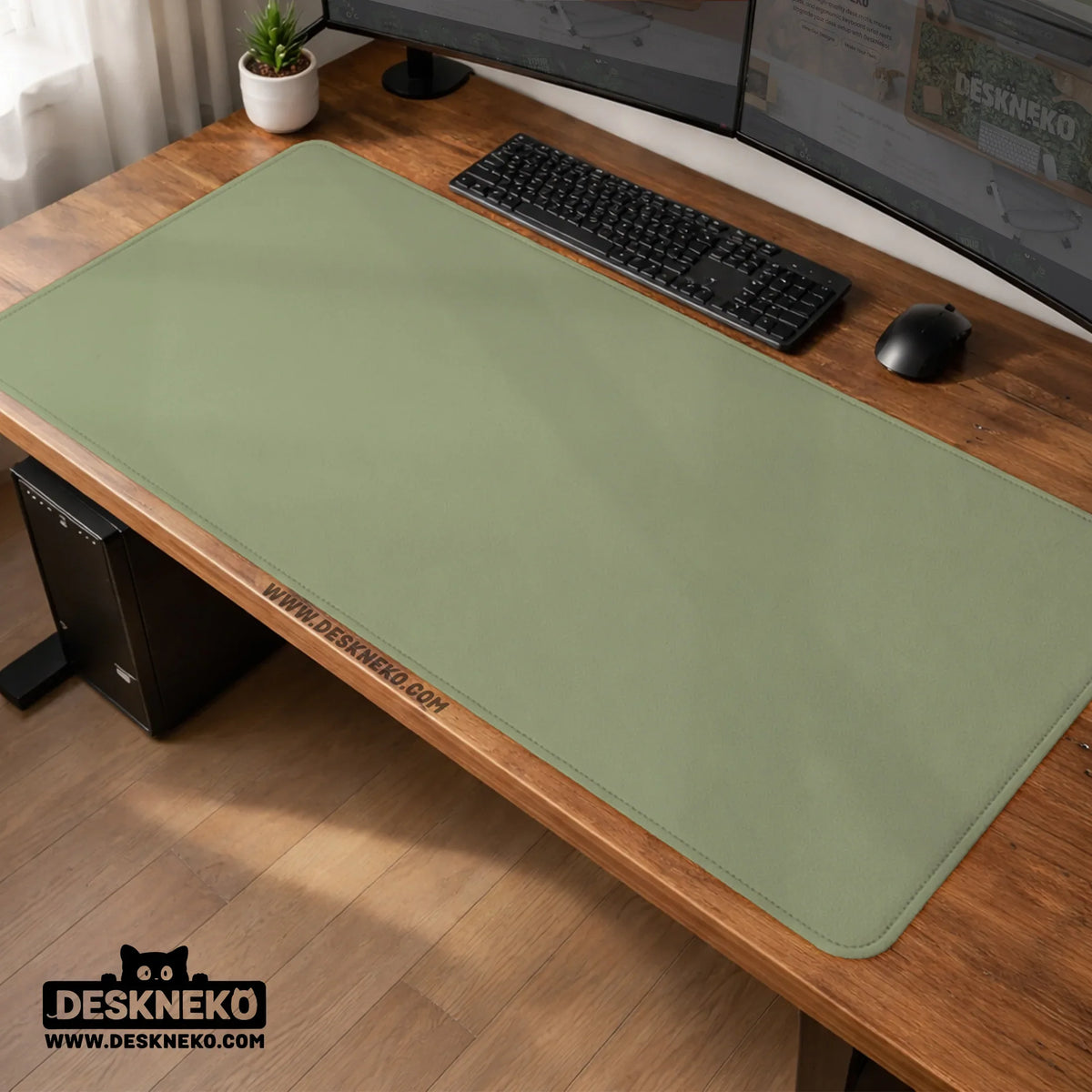 Sage green desk mat XXL extended mousepad for office and gaming