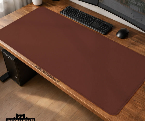 Mahogany Desk Mat Mousepad, Minimalist Brown Extended Desk Pad - Deskneko