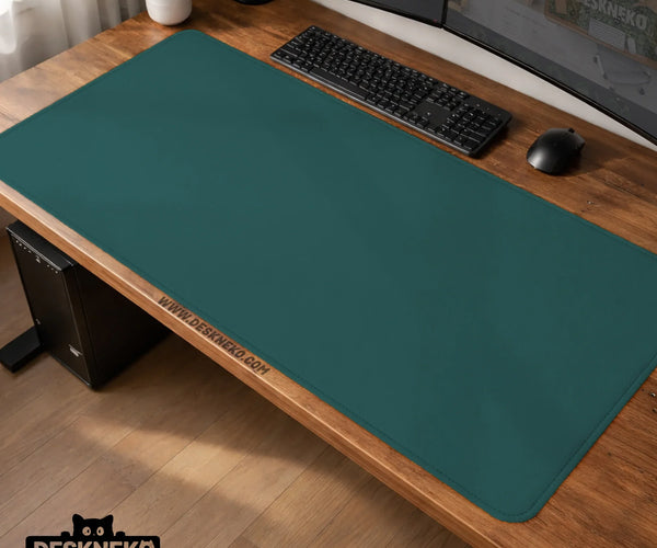 Transformative Teal Desk Mat Mousepad, Minimal Solid Color Decor - Deskneko