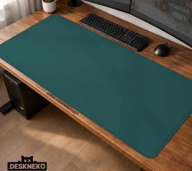 Transformative teal desk mat mousepad, minimal solid color decor