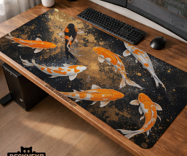 Black Gold Koi Desk Mat Mousepad - Desk Mat - Deskneko - Desk Mats & Mousepads