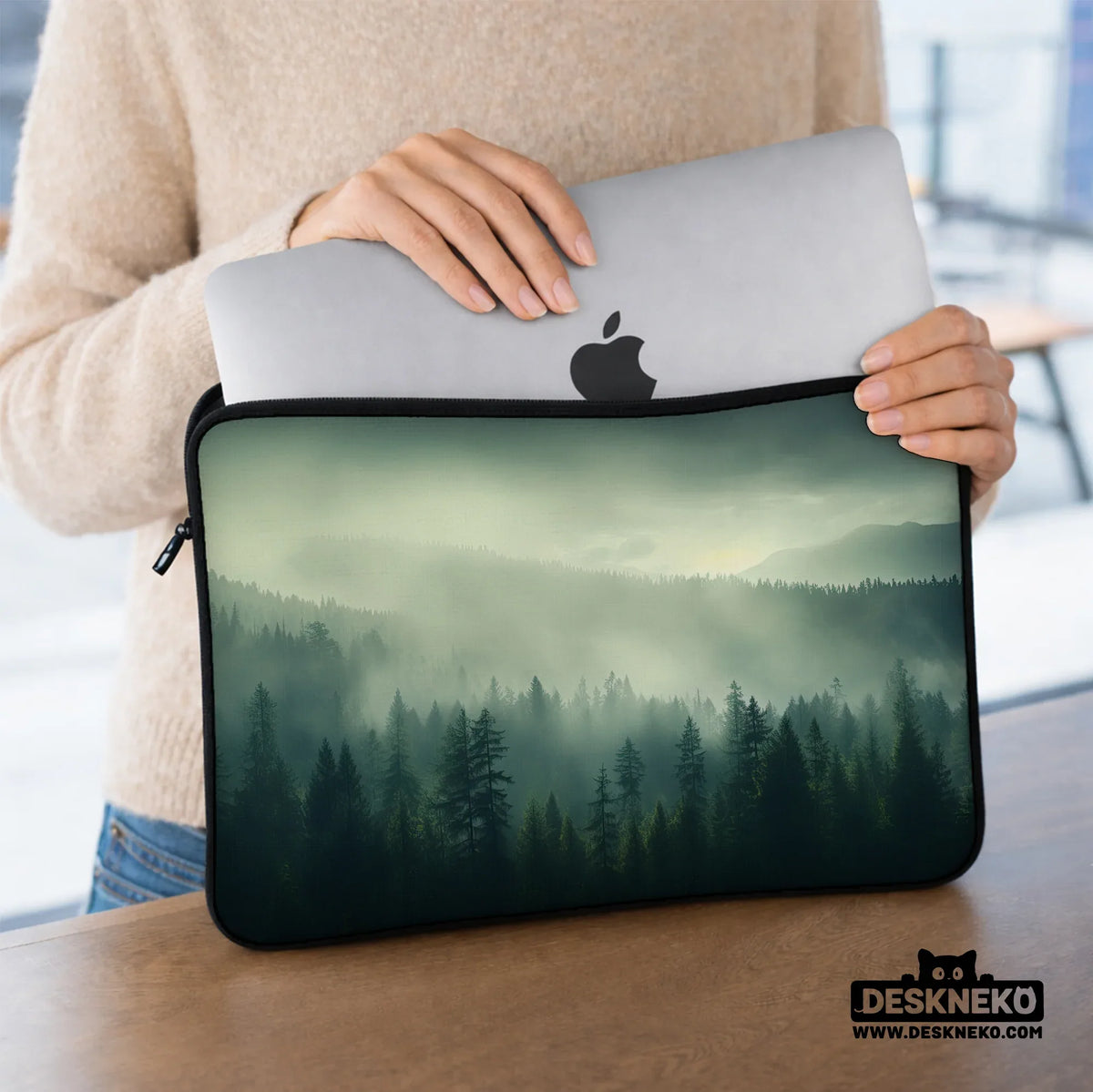 Misty forest nordic laptop sleeve