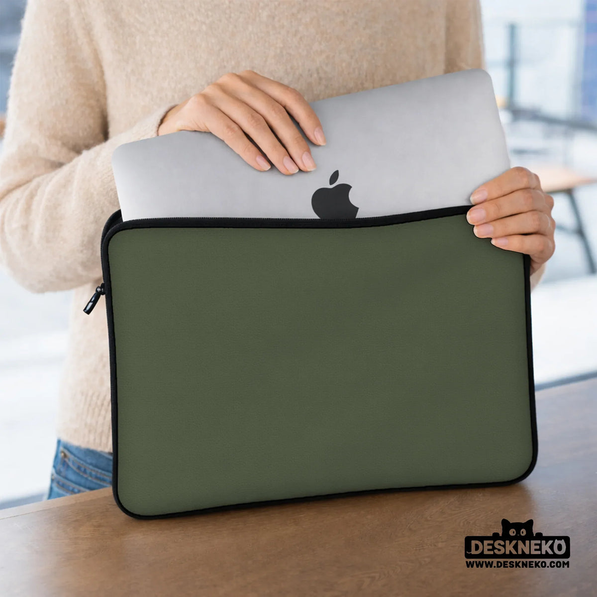 Midnight olive laptop sleeve