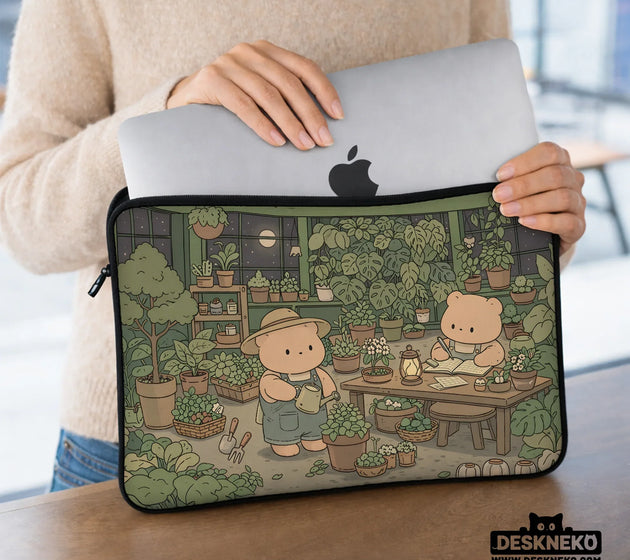 Kawaii bear laptop sleeve & bag cute cottagecore greenhouse case