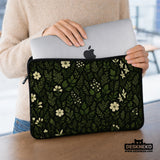 Dark green botanical laptop sleeve