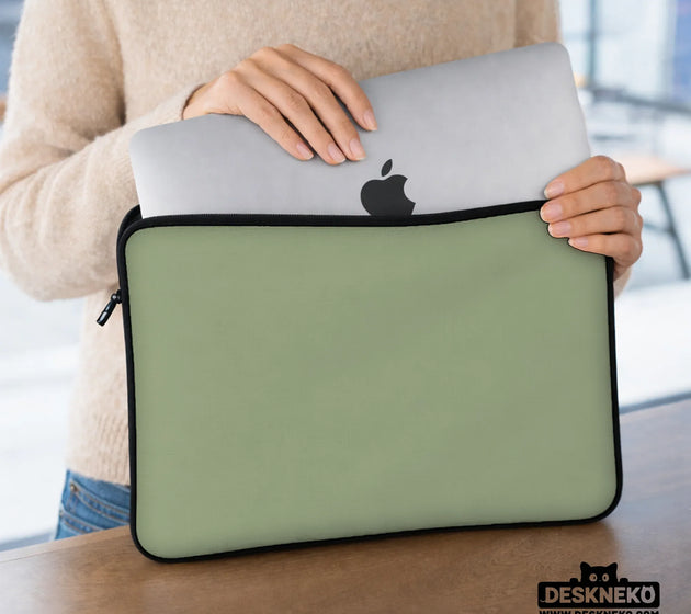 Sage green laptop bag with shoulder strap & handle