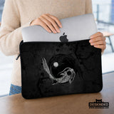 Dark koi yin yang laptop sleeve & bag, japanese ink case