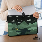 Green cat mountains laptop sleeve & bag