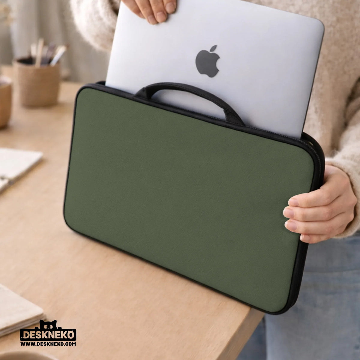 Midnight olive laptop sleeve