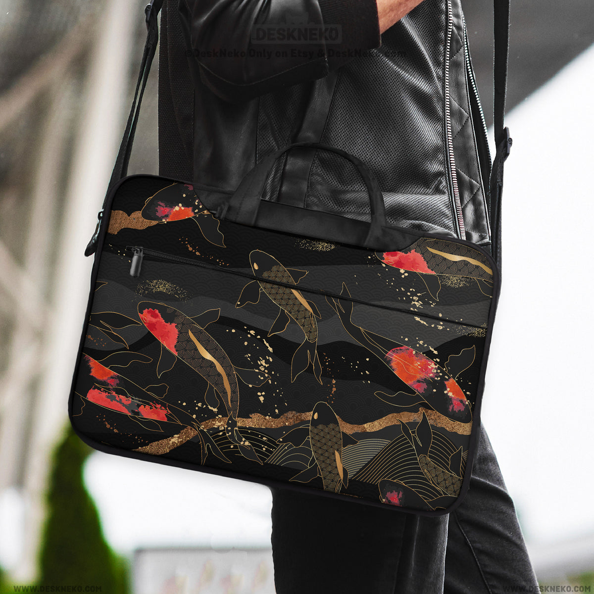 Koi waves laptop sleeve