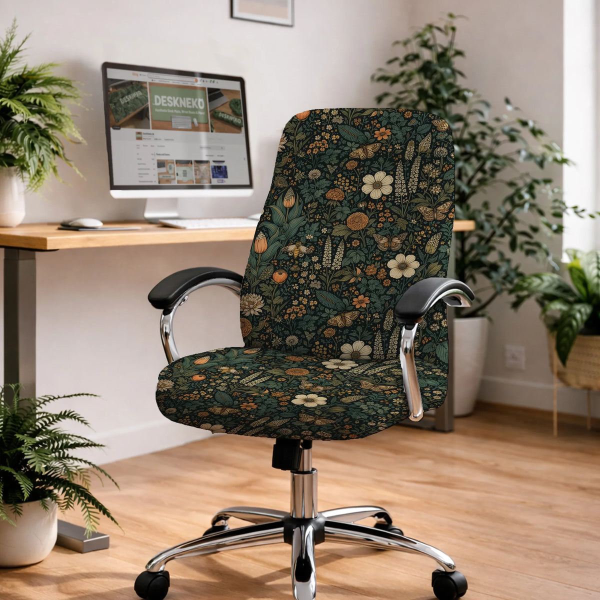 Dark floral chair cover