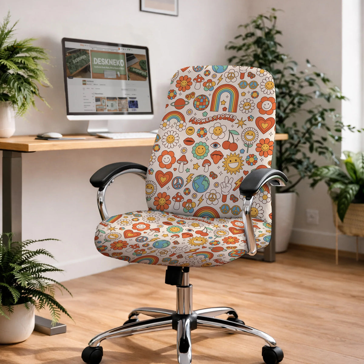 Retro flower chair cover