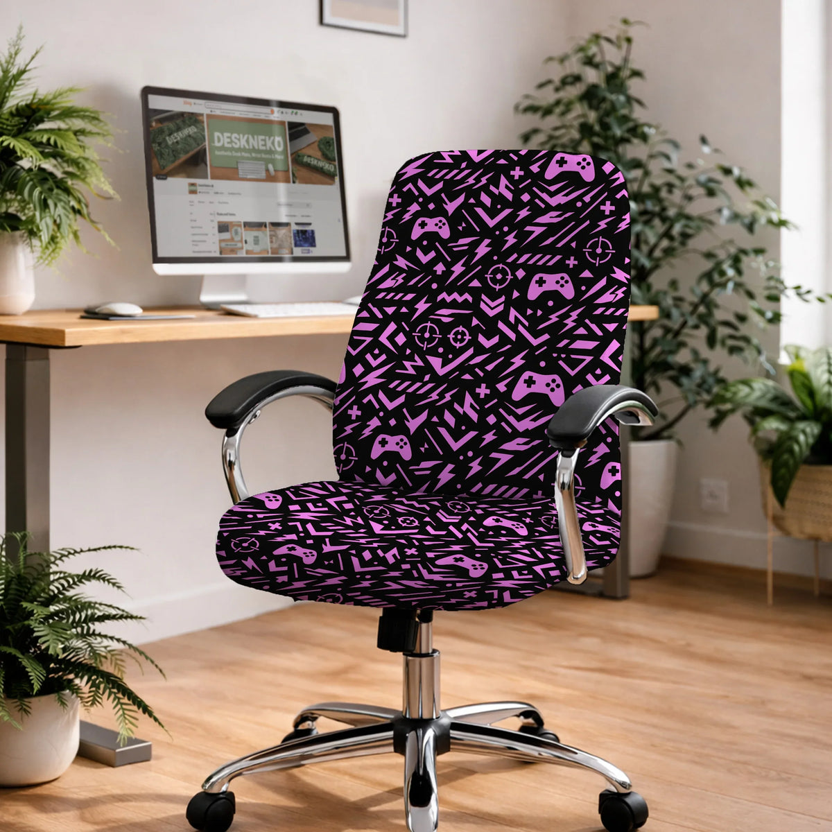 Black & pink chair cover