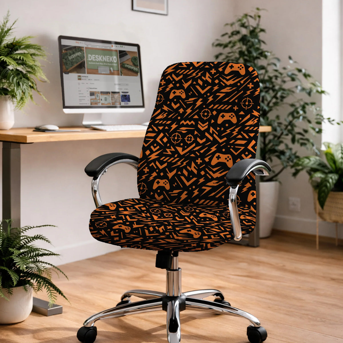 Orange black chair cover