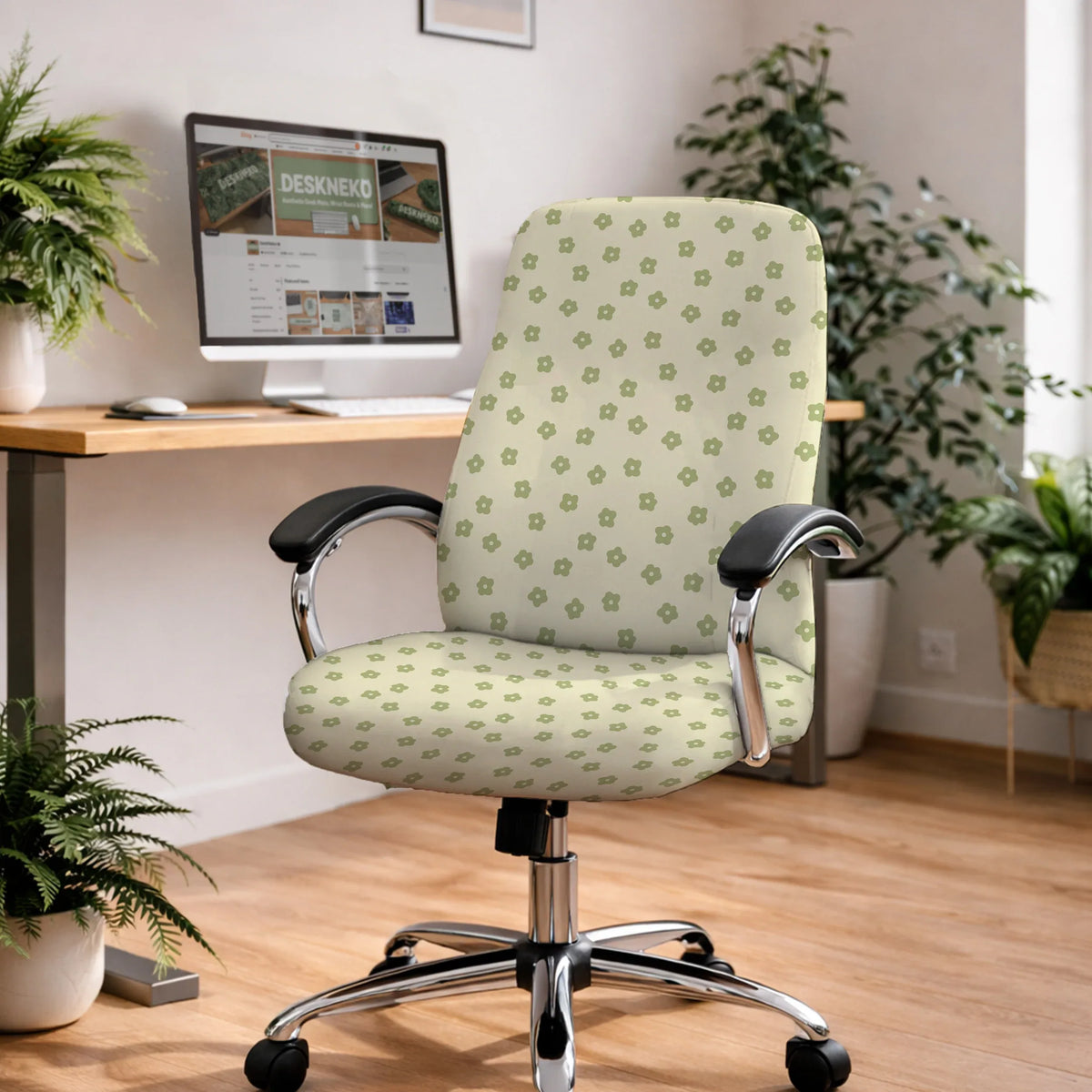 Green floral chair cover