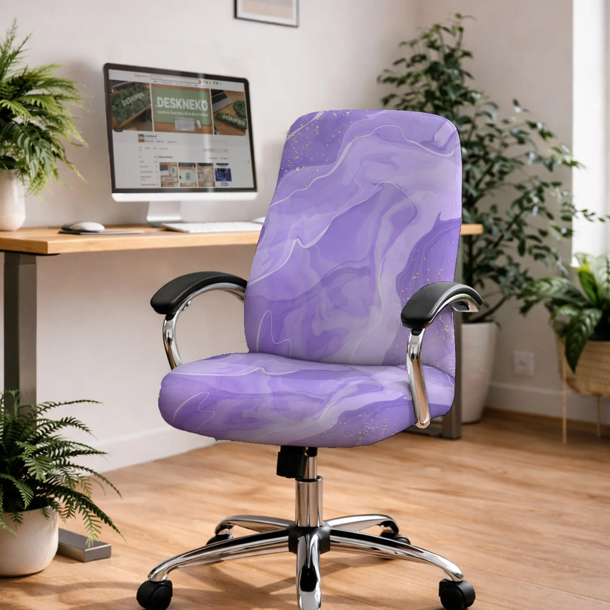 Purple marble chair cover