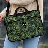 Botanical cat laptop sleeve & bag, forest green aesthetic case