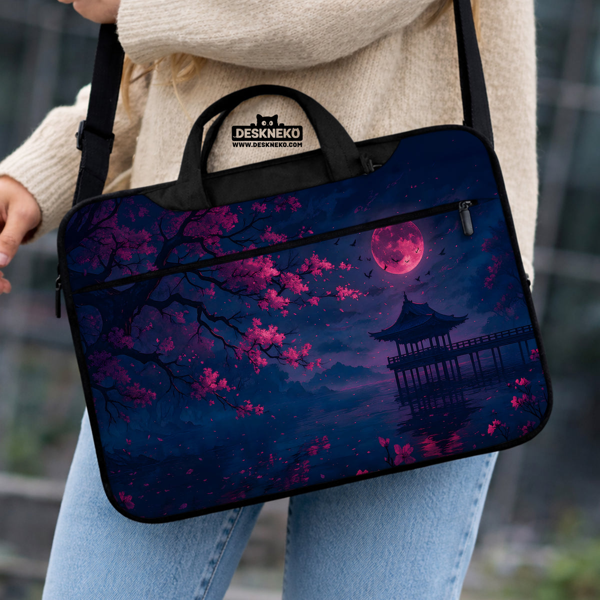 Dark Sakura Night Laptop Sleeves & Bags - Laptop Sleeve - Deskneko - Laptop Sleeves & Bags