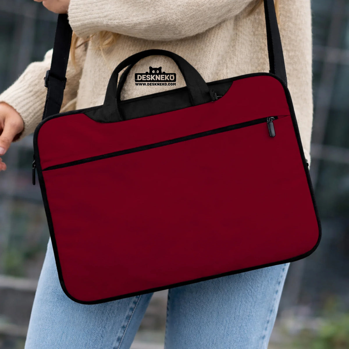 Burgundy laptop sleeve & bag for macbook and notebooks