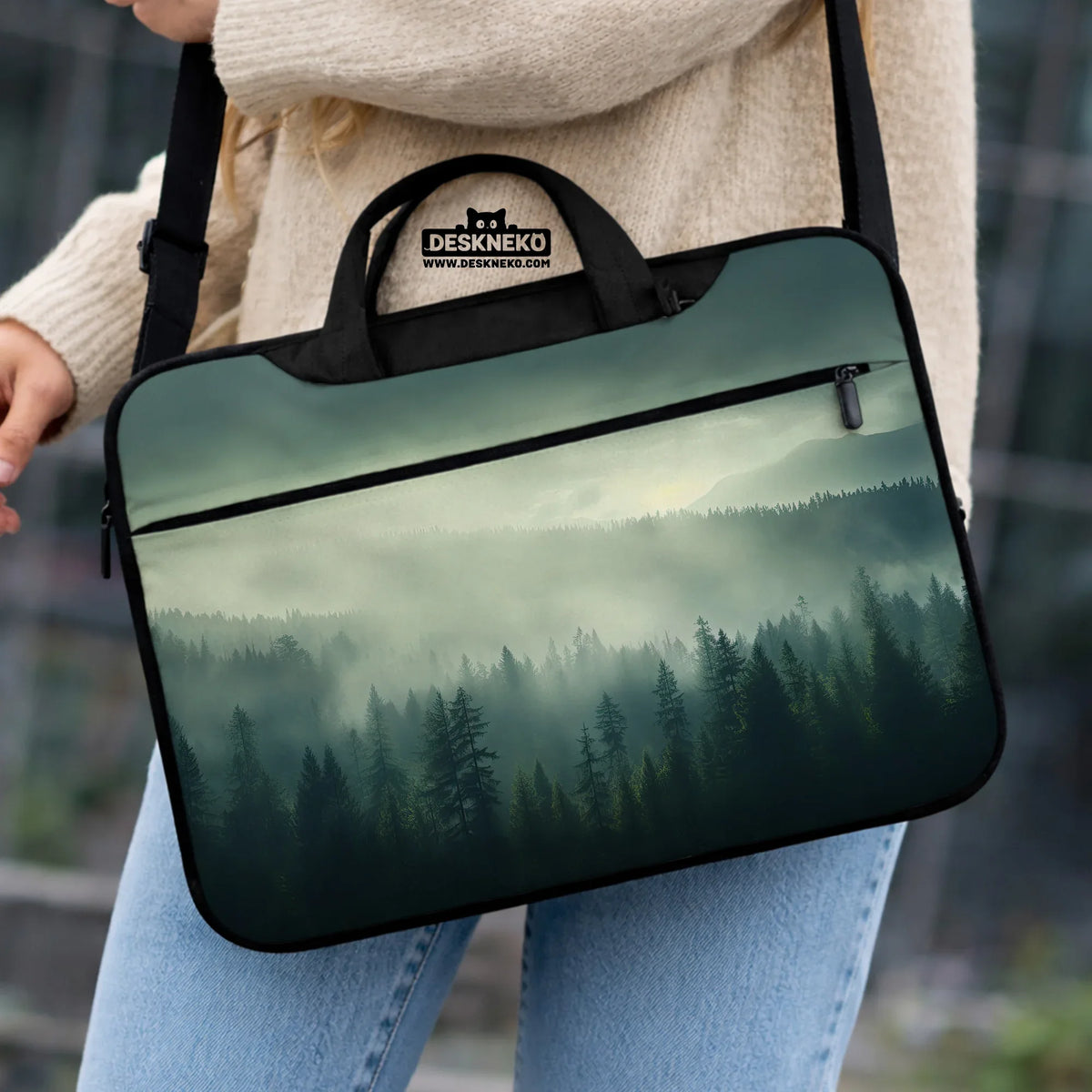 Misty forest nordic laptop sleeve