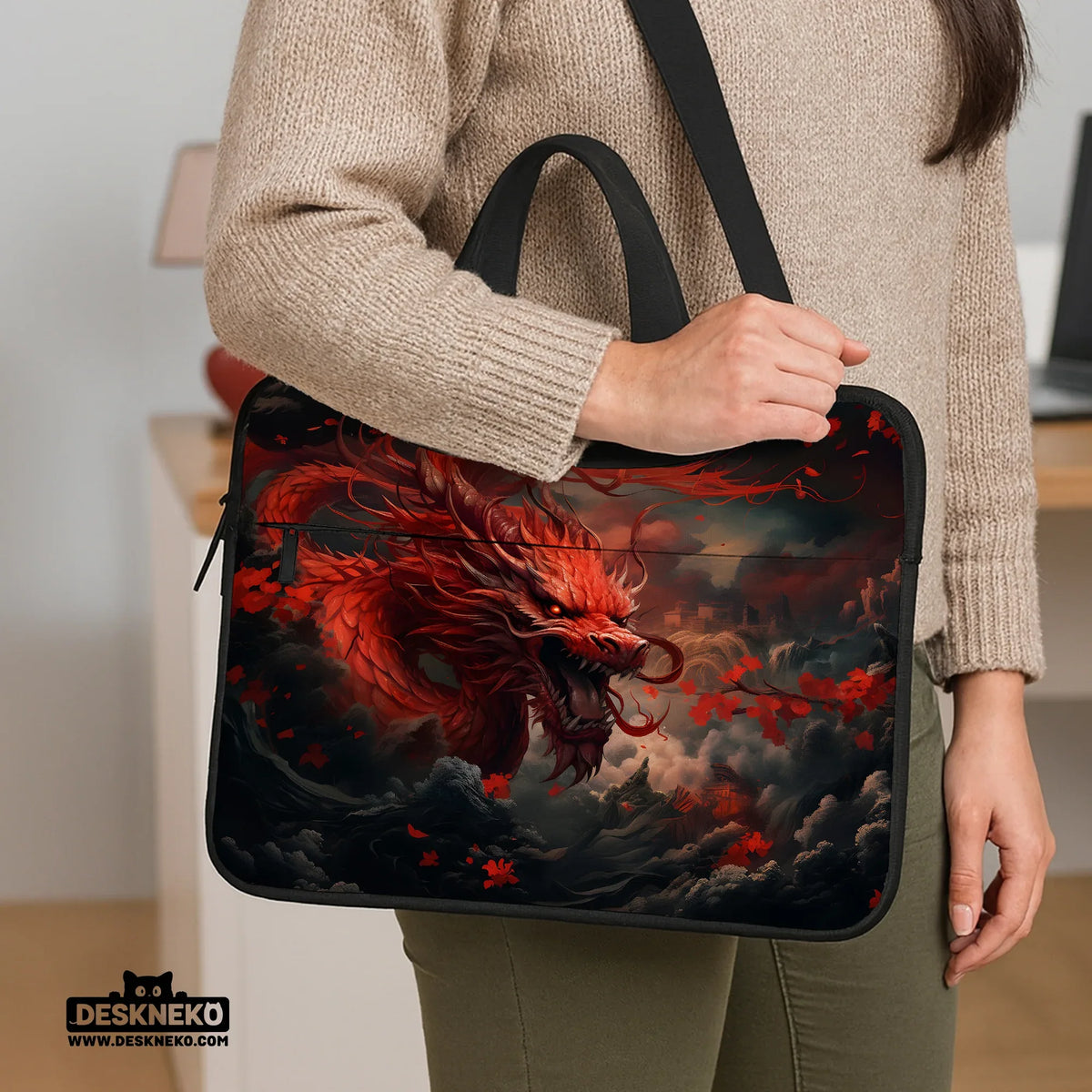 Red Dragon Laptop Sleeve & Bag - Deskneko