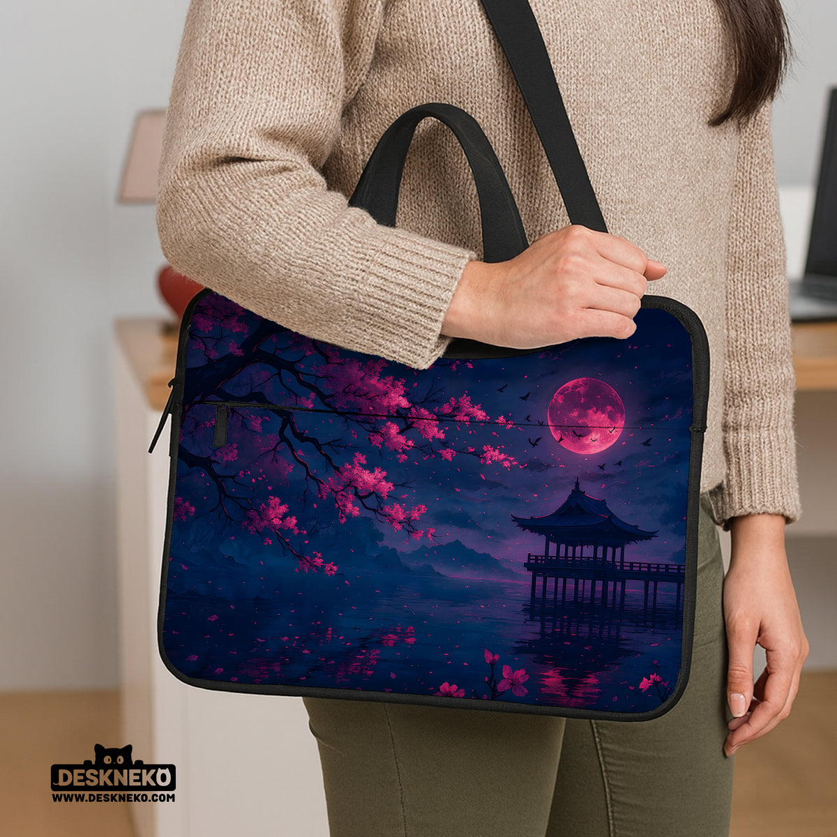 Dark sakura night laptop sleeves & bags
