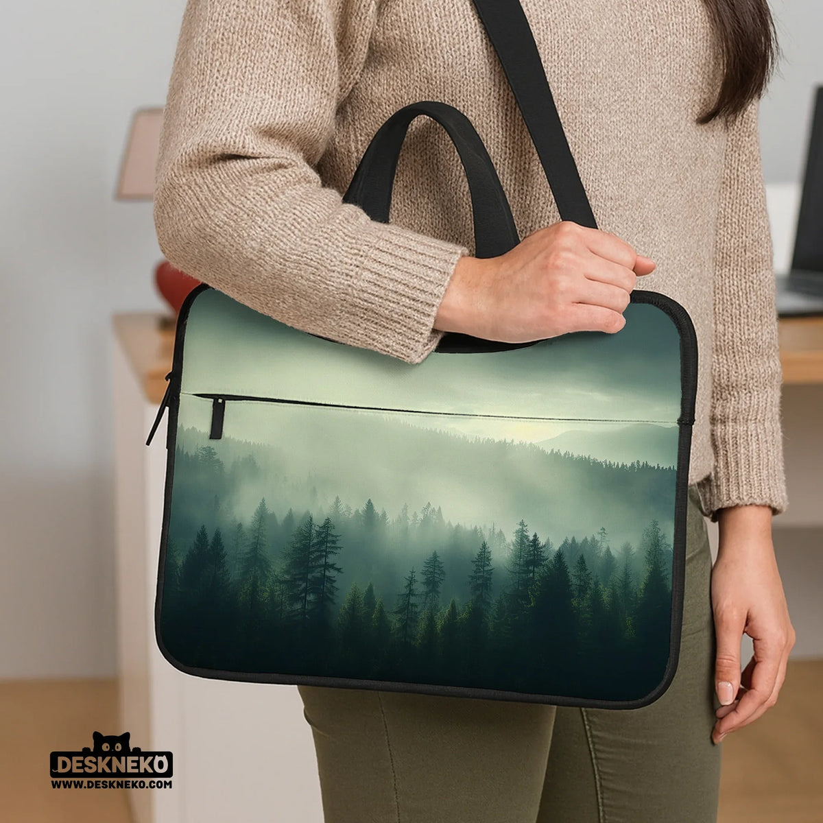 Misty forest nordic laptop sleeve