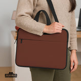 Mahogany laptop sleeve & bag, minimalist brown work case