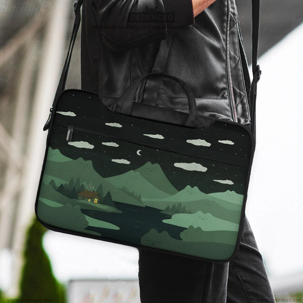 Green Cat Mountains Laptop Sleeve & Bag - Deskneko