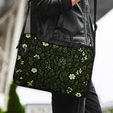 Botanical laptop sleeve & bag with dark green floral pattern