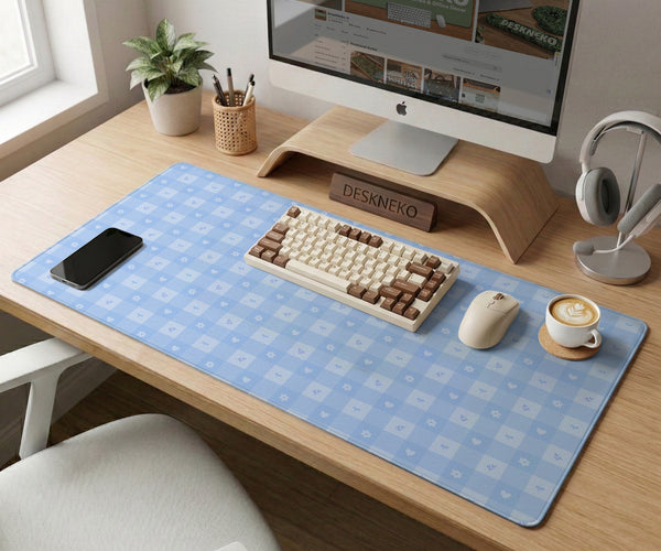 Blue Gingham Desk Mat - Desk Mat - Deskneko - Desk Mats & Mousepads