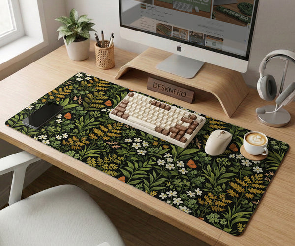 Dark Botanical Desk Mat - Desk Mat - Deskneko - Desk Mats & Mousepads