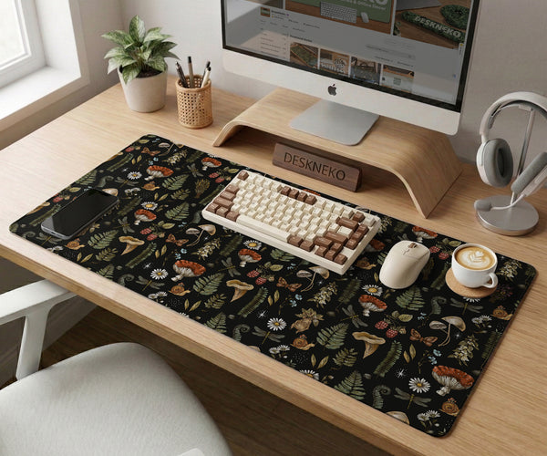 Dark Botanical Desk Mat Mousepad - Desk Mat - Deskneko - Desk Mats & Mousepads