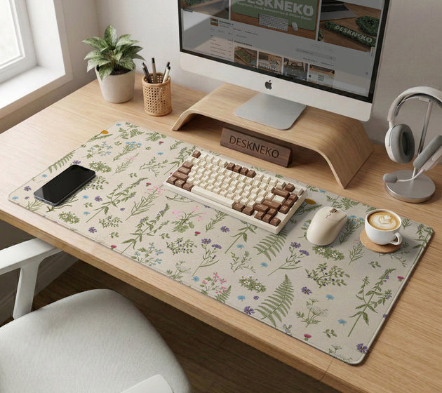 Wildflower pattern desk mat