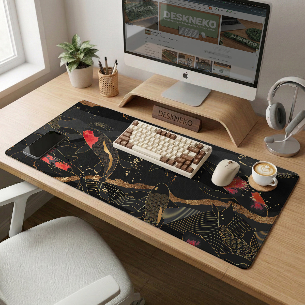 Koi waves desk mat