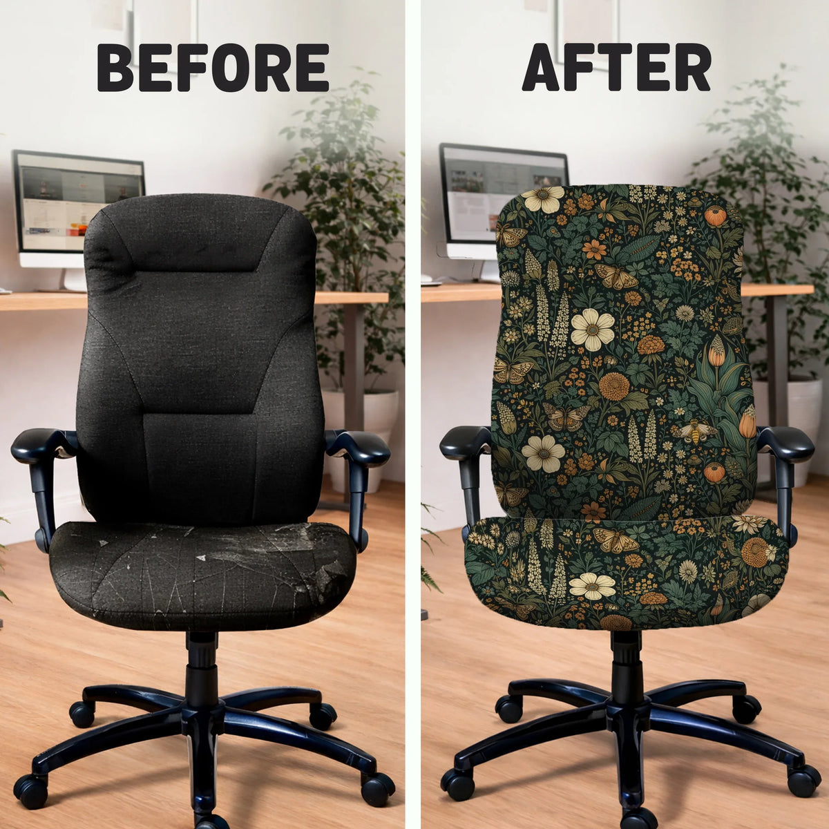 Dark floral chair cover