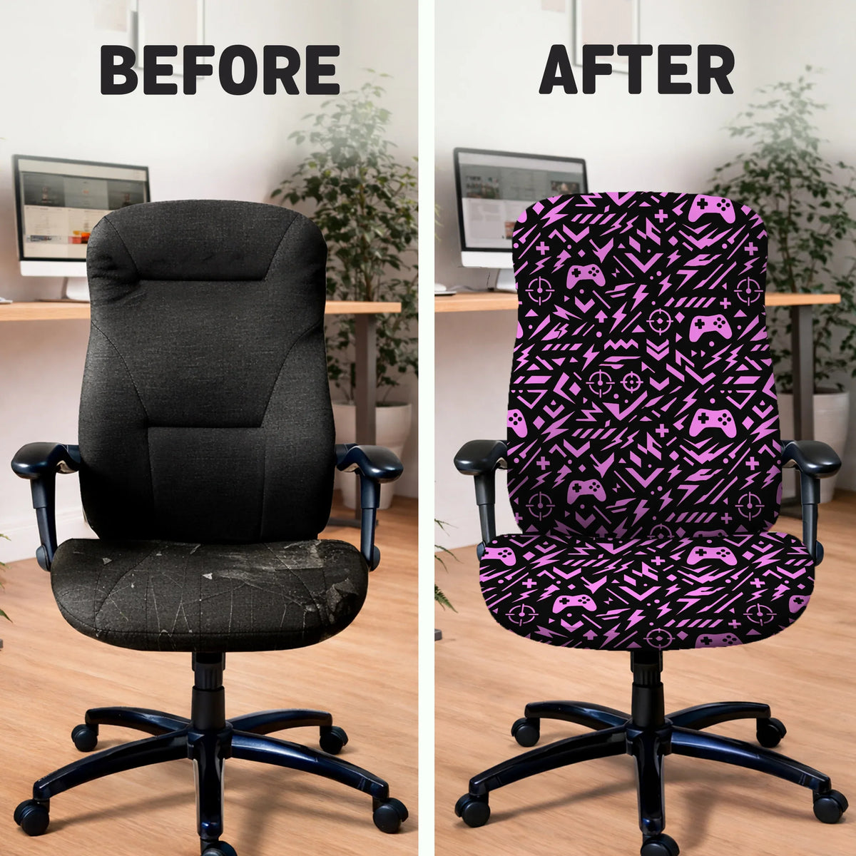 Black & pink chair cover