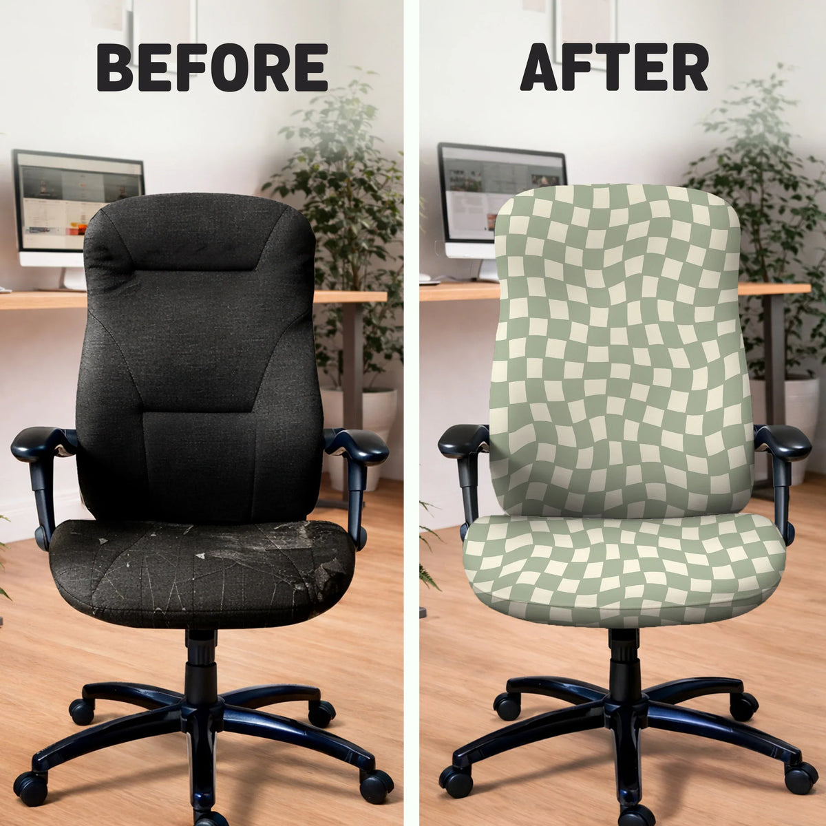 Green checker chair cover