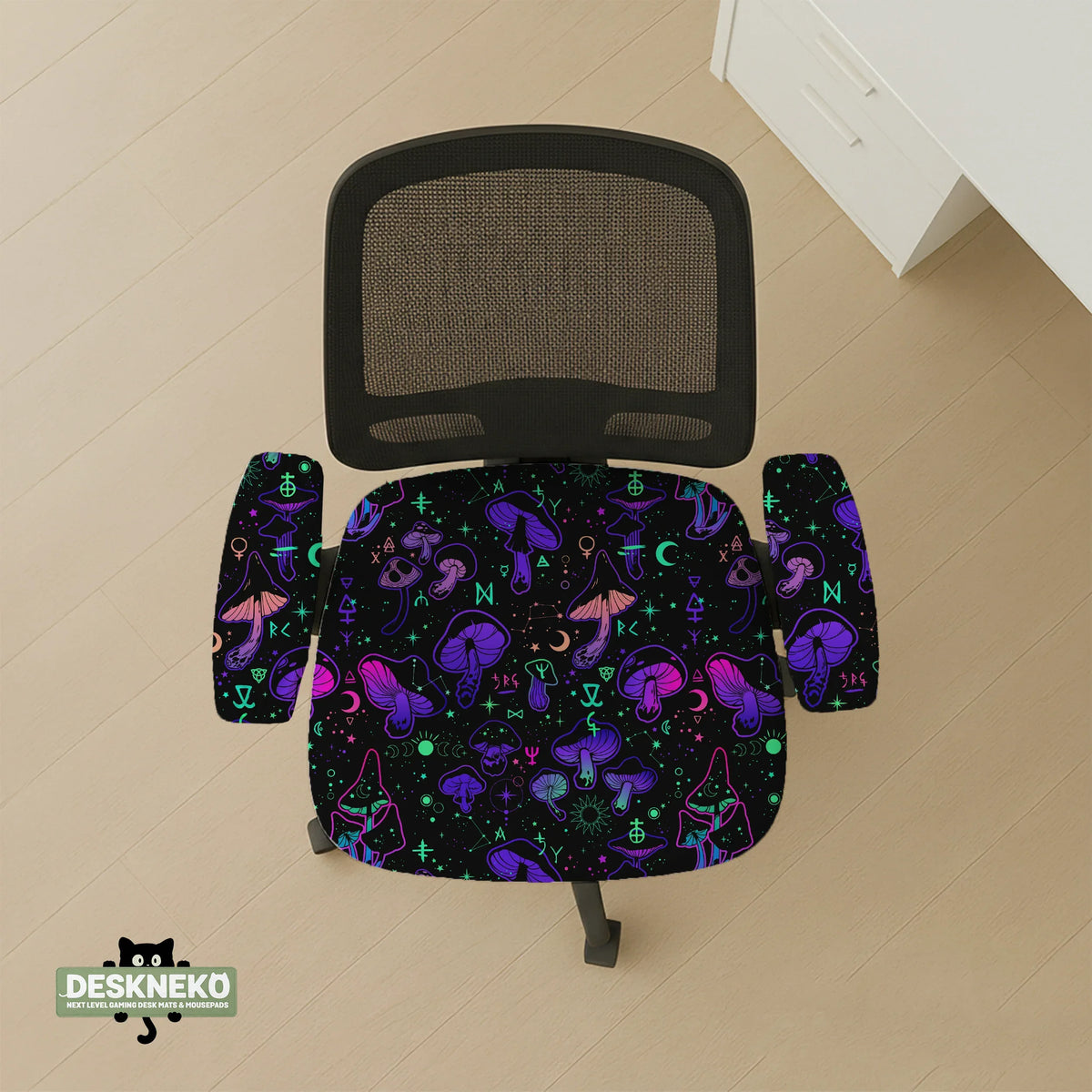 Neon mushrooms chair cover