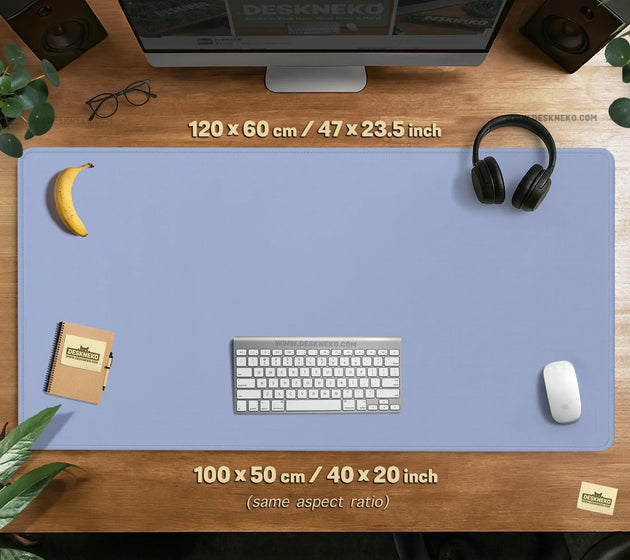 Pastel blue desk mat, periwinkle mousepad for clean desk setup