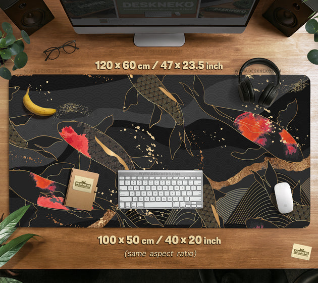 Koi fish art desk mat mousepad