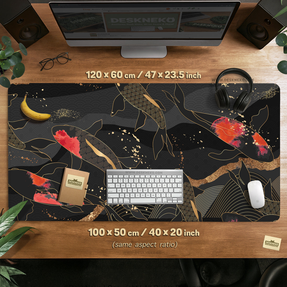 Koi fish art desk mat mousepad