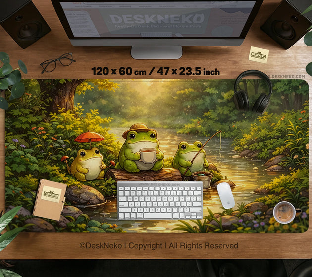 Forest frogs desk mat