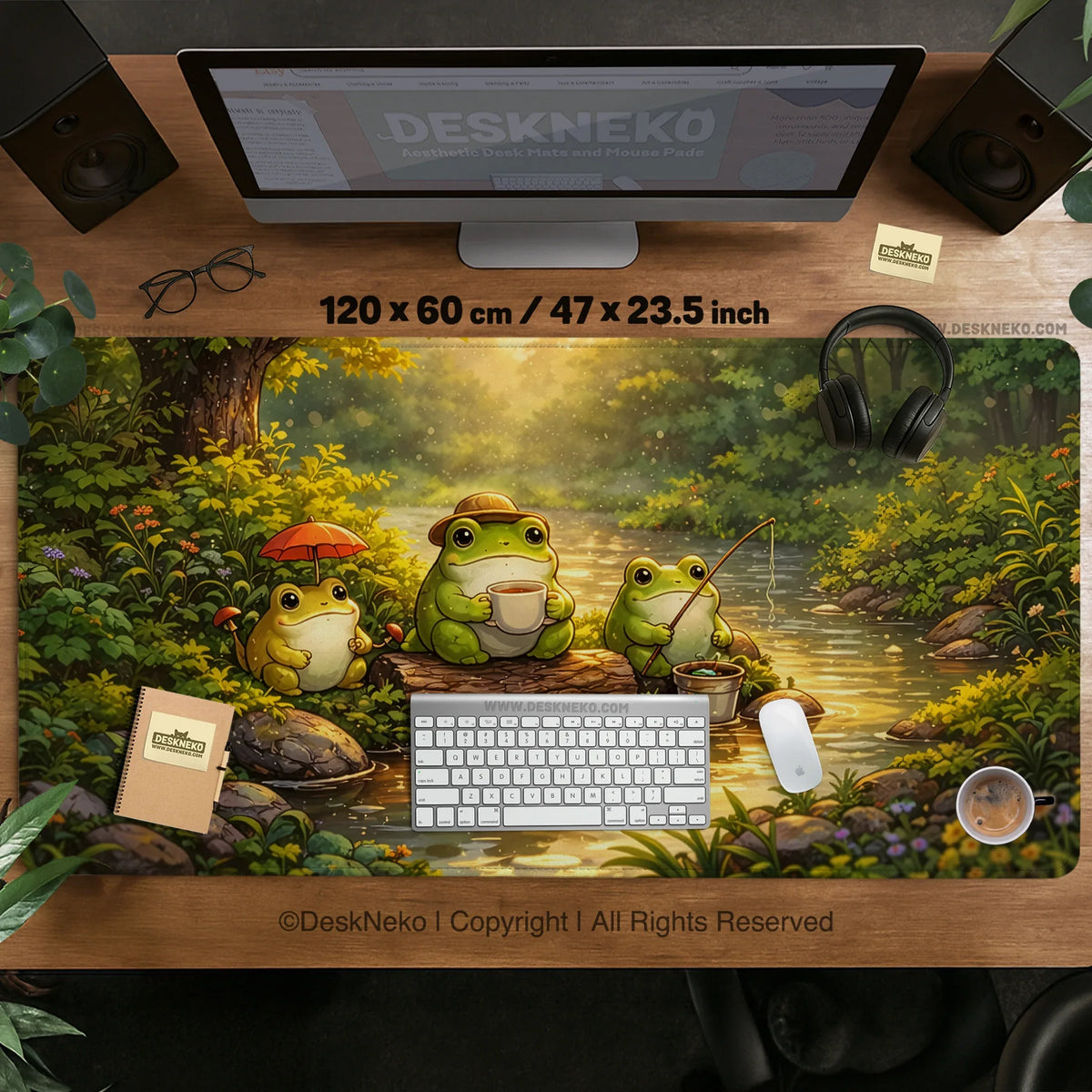 Forest frogs desk mat