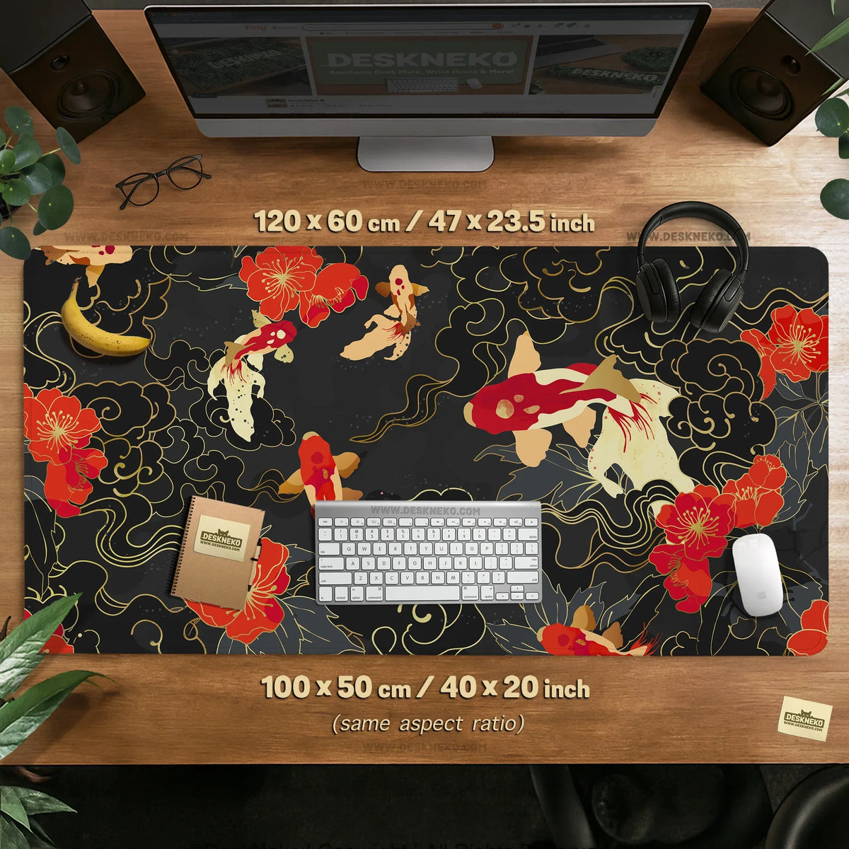 Koi Fish RGB Desk Mat - Deskneko