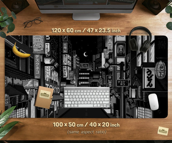 Black White Tokyo Desk Mat - Deskneko