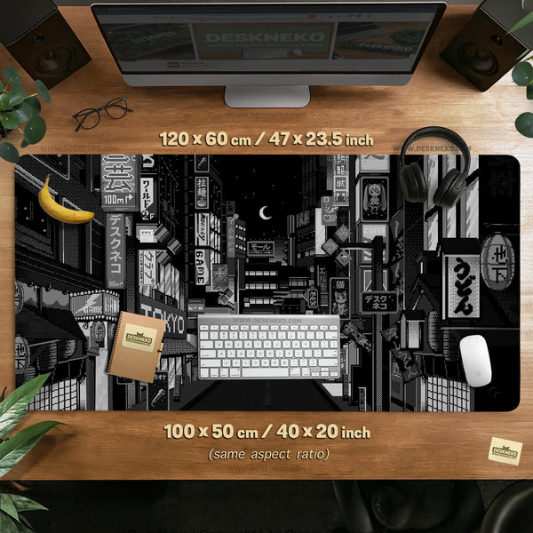 Black White Tokyo Desk Mat - Deskneko