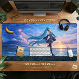Anime girl landscape gaming desk mat mousepad